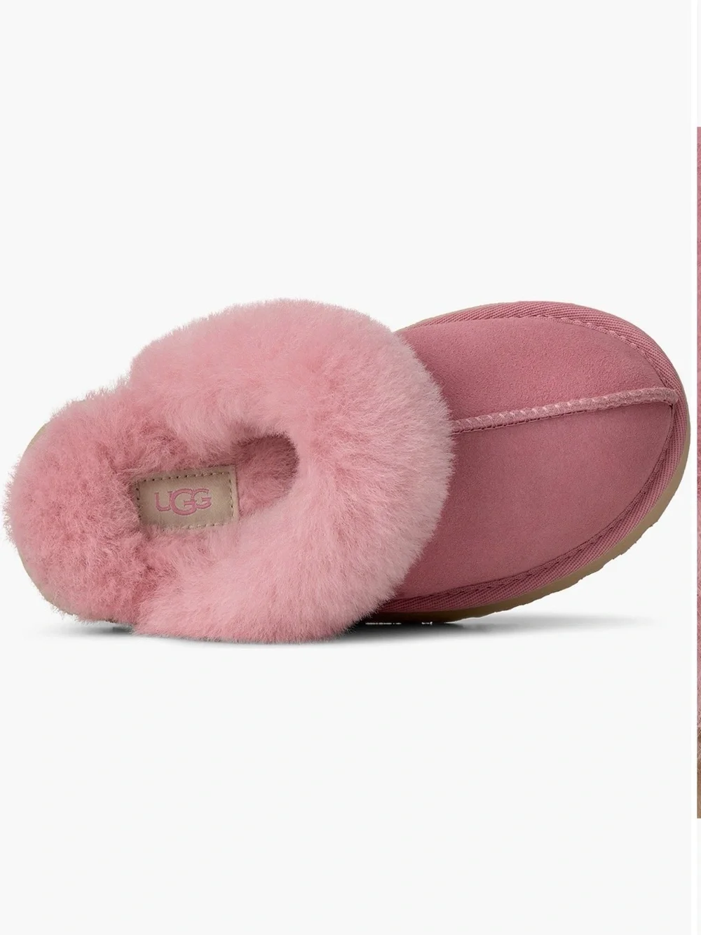 UGG Pink Shearling-Trim Slide Slippers